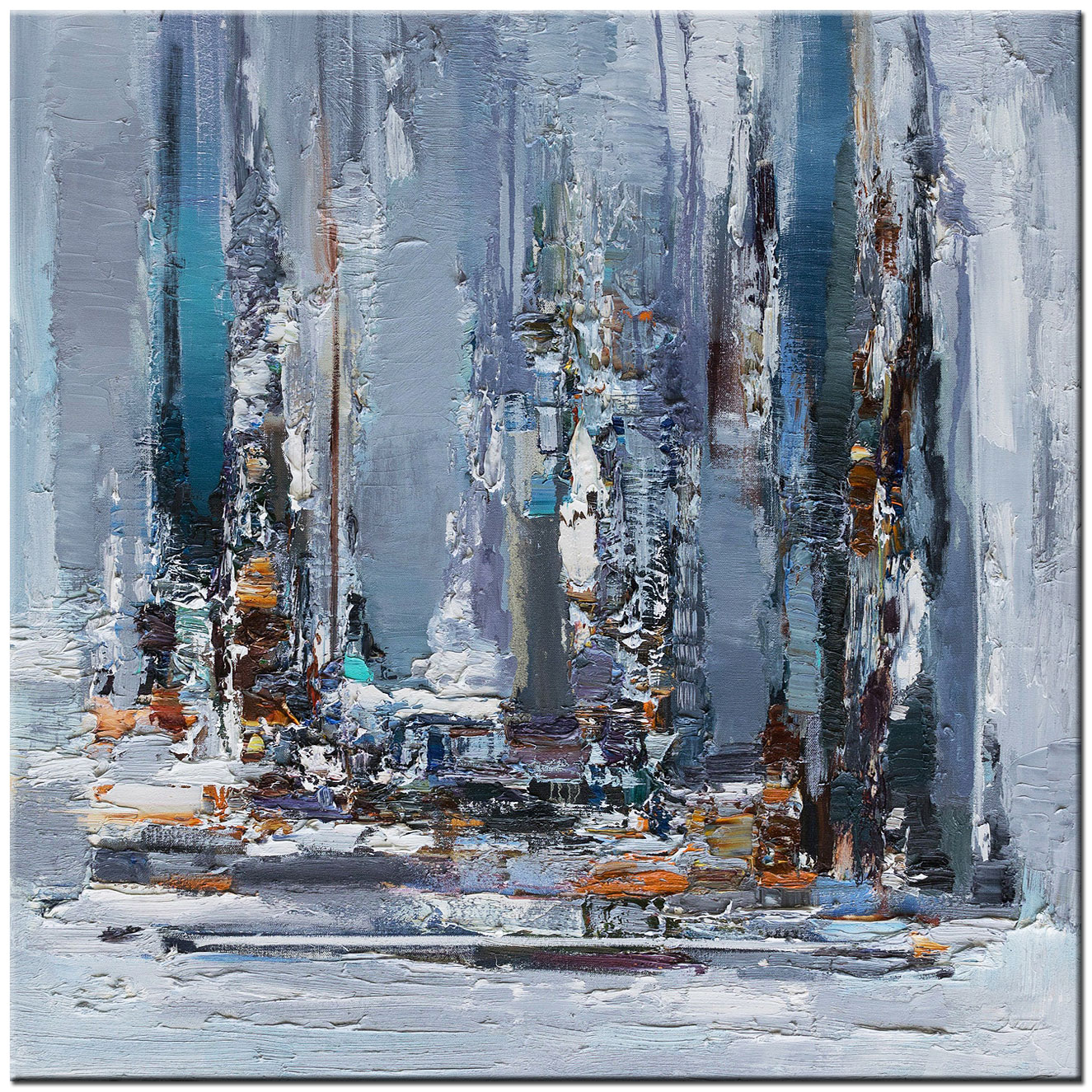 Blue Ice abstract modern schilderij 100x100cm