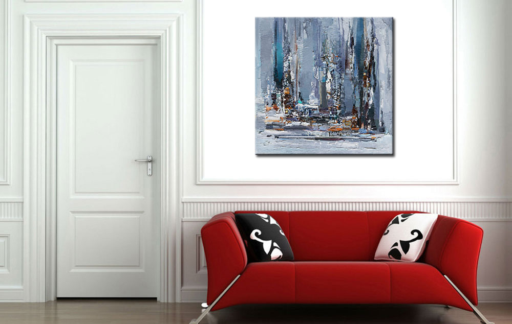 Blue Ice abstract modern schilderij 100x100cm - Afbeelding 2