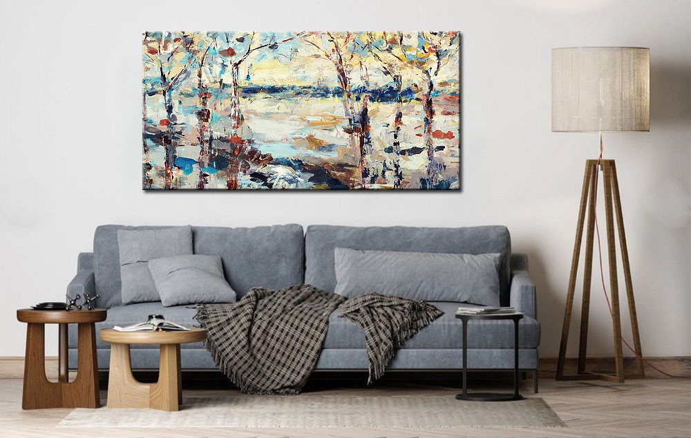 Bomen in Storm modern groot schilderij 180x90cm - Afbeelding 4