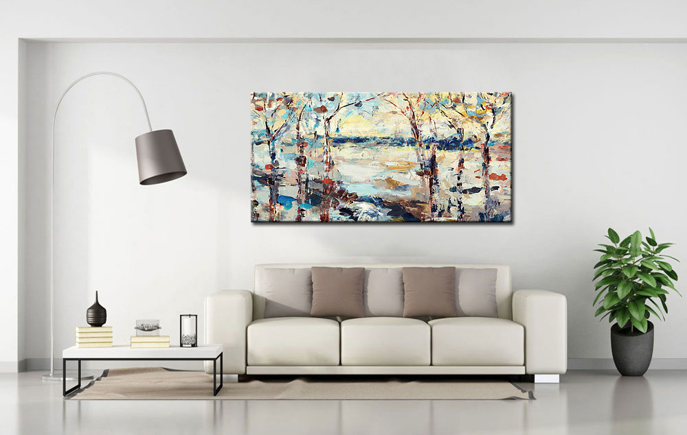 Bomen in Storm modern groot schilderij 180x90cm - Afbeelding 3