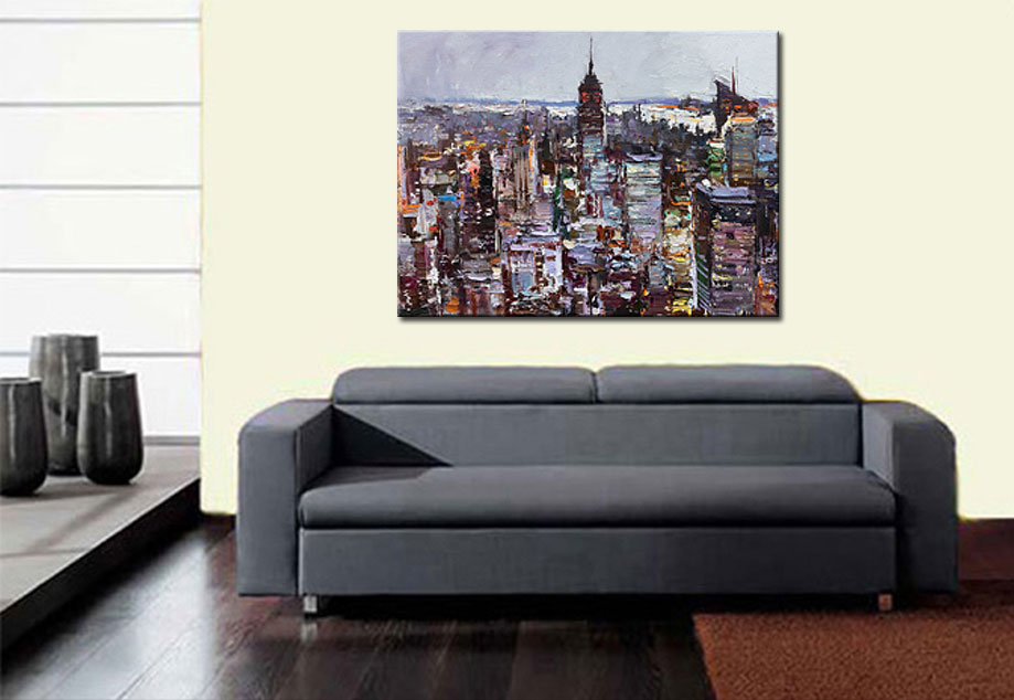 City View modern schilderij 120x90cm - Afbeelding 3