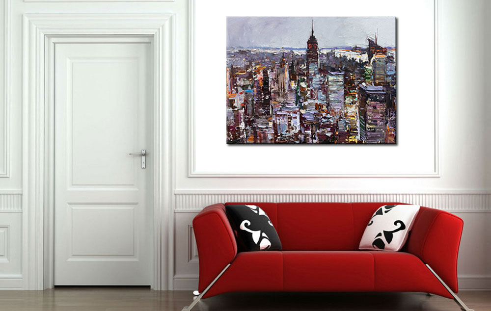 City View modern schilderij 120x90cm - Afbeelding 2