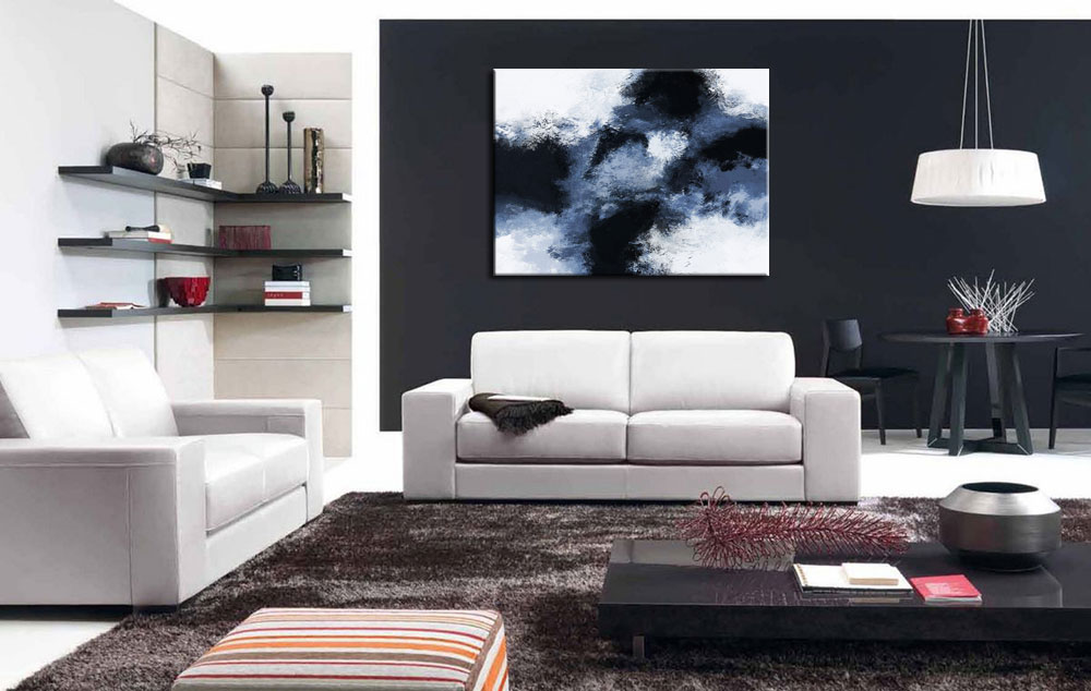 Black Clouds abstract modern schilderij 120x90cm - Afbeelding 4