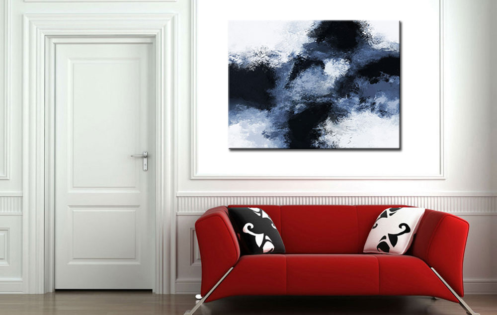 Black Clouds abstract modern schilderij 120x90cm - Afbeelding 2