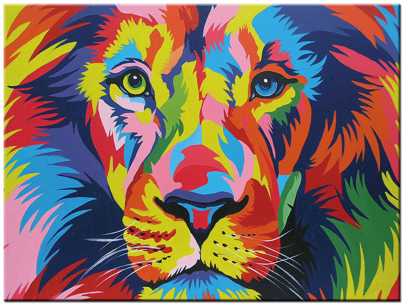 Gekleurde Leeuw modern schilderij 120x90cm