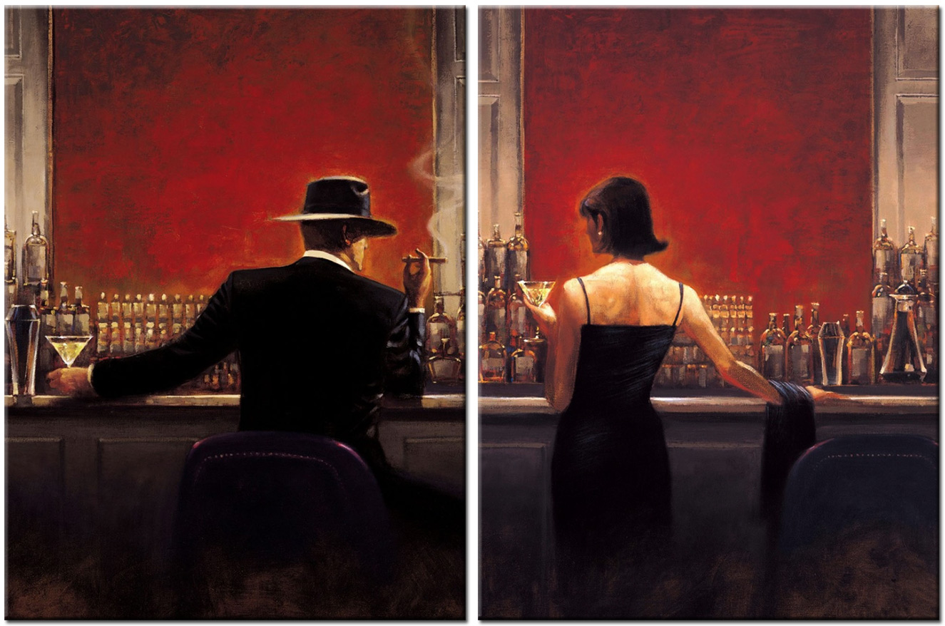 Samen Drinken twee luik modern schilderij