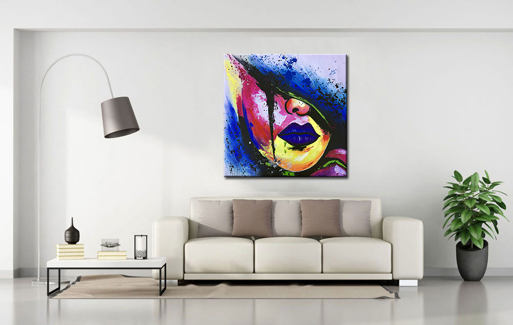 Vrouwen schilderij Intense Blue Lips - Afbeelding 3