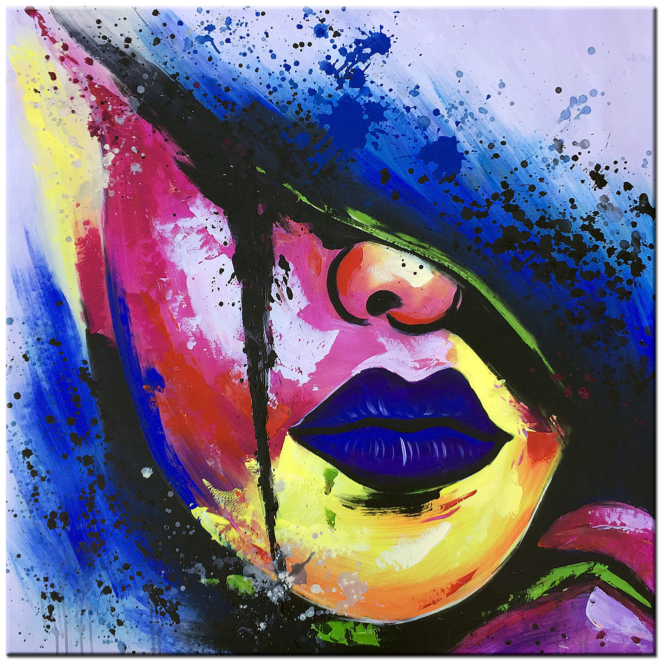 Vrouwen schilderij Intense Blue Lips