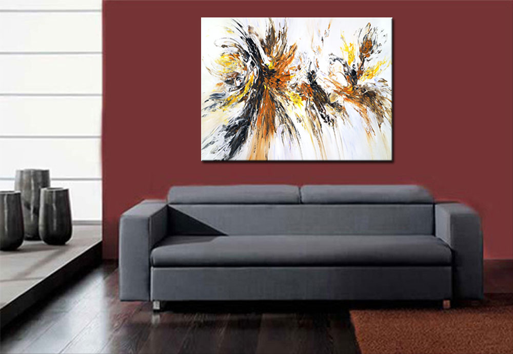 Splashing abstract schilderij 120x90cm - Afbeelding 3