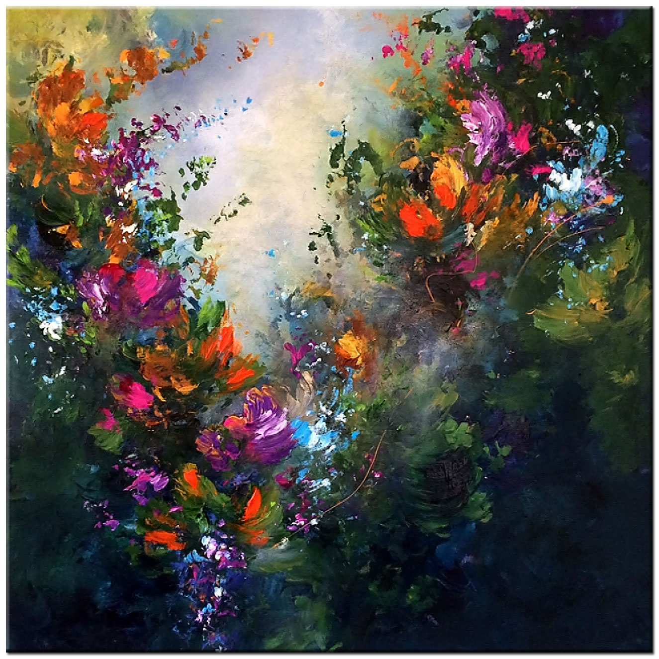 Bloemen schilderij Abstracte Veldbloemen