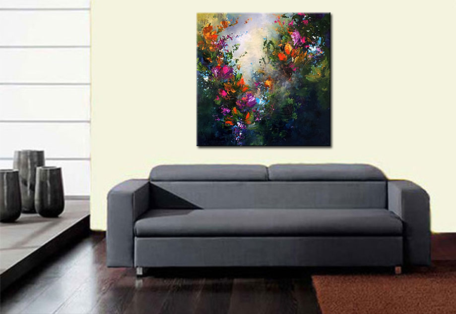 Bloemen schilderij Abstracte Veldbloemen - Afbeelding 2