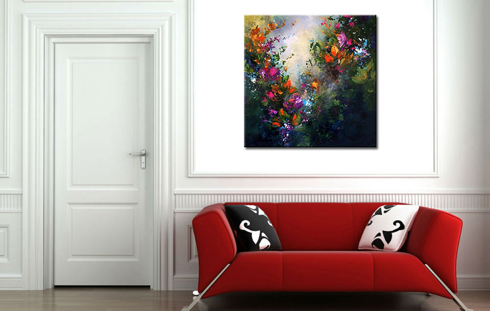 Bloemen schilderij Abstracte Veldbloemen - Afbeelding 3