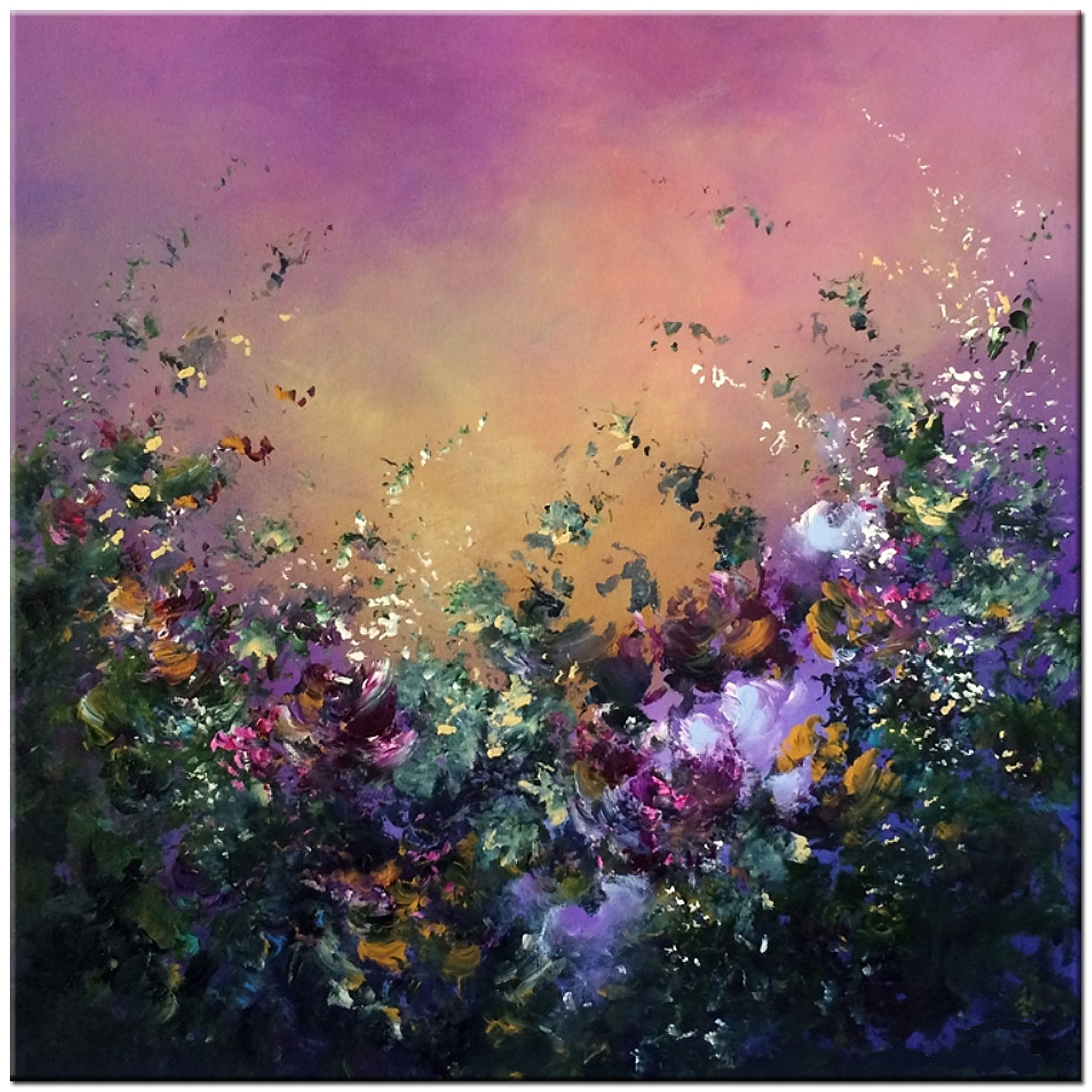 Bloemen schilderij Paarse Bloemenveld