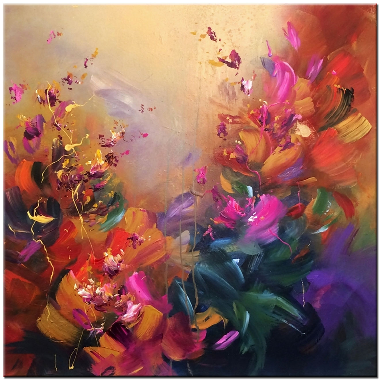 Bloemen schilderij Abstract Kleurenpracht