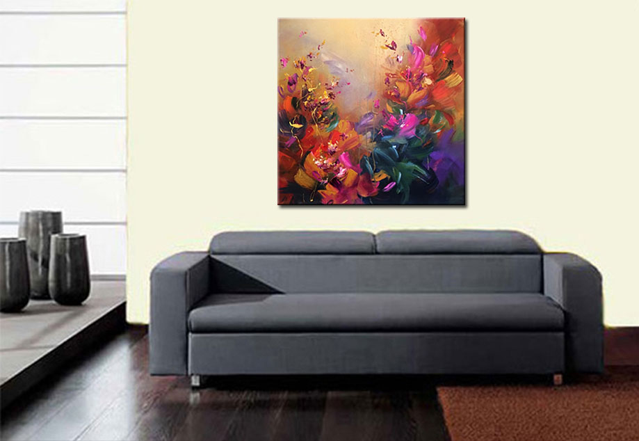 Bloemen schilderij Abstract Kleurenpracht - Afbeelding 2