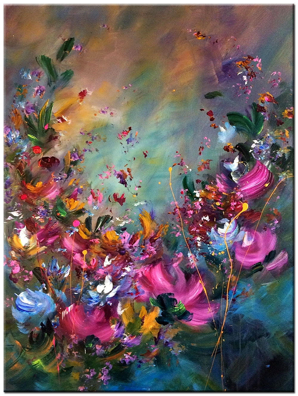 Olivia modern bloemen schilderij 90x120cm