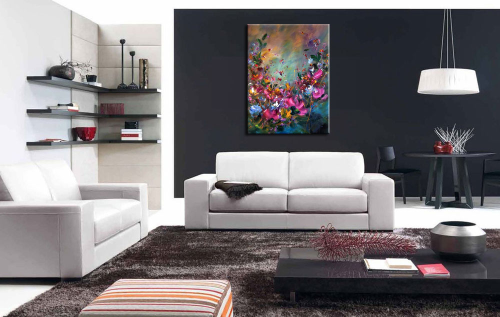 Olivia modern bloemen schilderij 90x120cm - Afbeelding 4