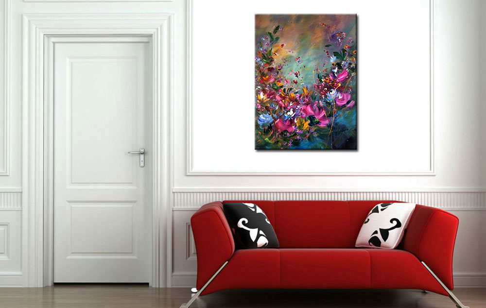 Olivia modern bloemen schilderij 90x120cm - Afbeelding 3