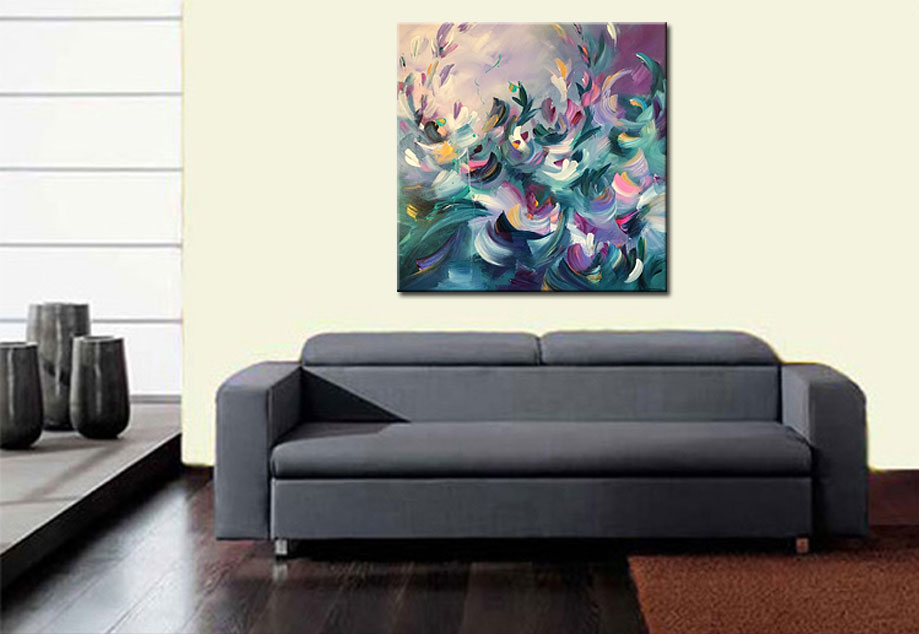 Lilly modern bloemen schilderij 100x100cm - Afbeelding 2