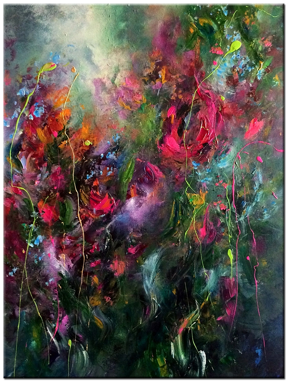 Bloemen schilderij Abstracte Tuin 90x120cm