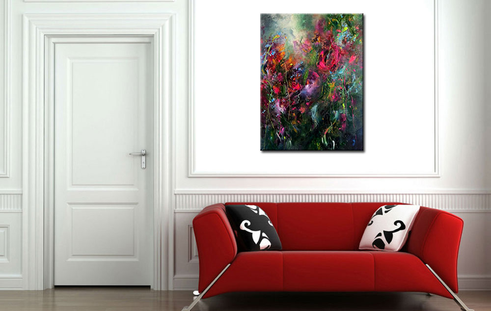 Bloemen schilderij Abstracte Tuin 90x120cm - Afbeelding 3