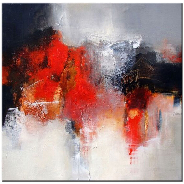 Abstract schilderij Flame Touch met rood, zwart en witte accenten