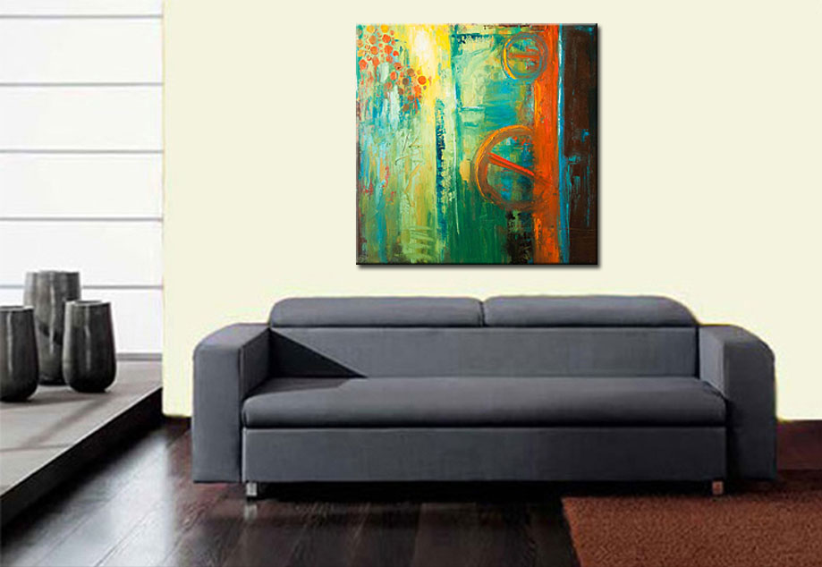 Abstract schilderij Industrial Green 100x100cm - Afbeelding 2