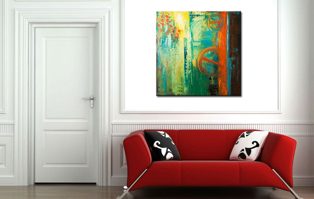 Abstract schilderij Industrial Green 100x100cm - Afbeelding 3