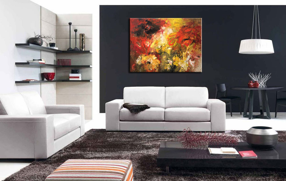 Herfst abstract modern schilderij 120x90cm - Afbeelding 3