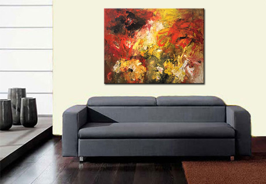 Herfst abstract modern schilderij 120x90cm - Afbeelding 2