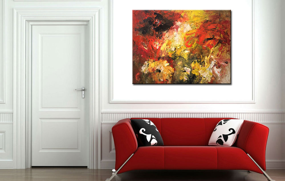 Herfst abstract modern schilderij 120x90cm - Afbeelding 4