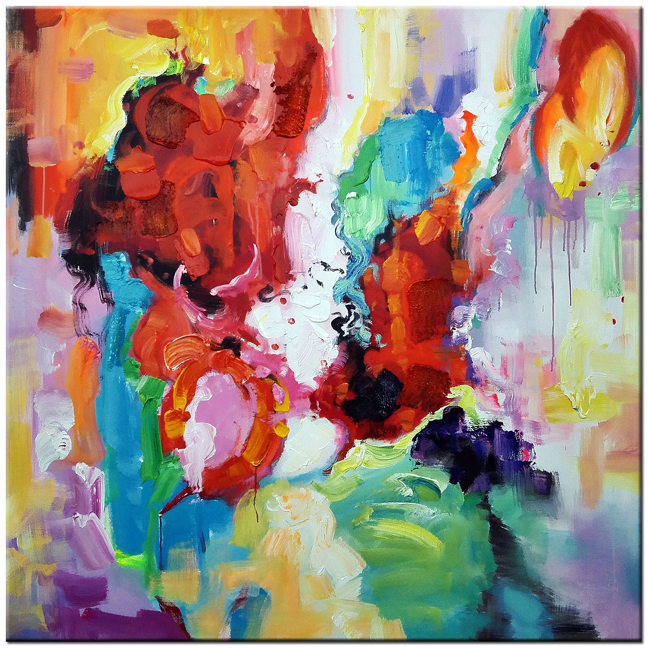 Colores Alegres abstract modern schilderij 100x100cm