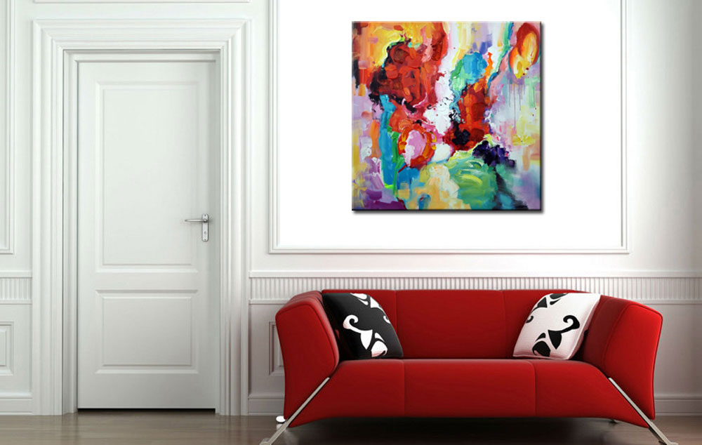 Colores Alegres abstract modern schilderij 100x100cm - Afbeelding 2