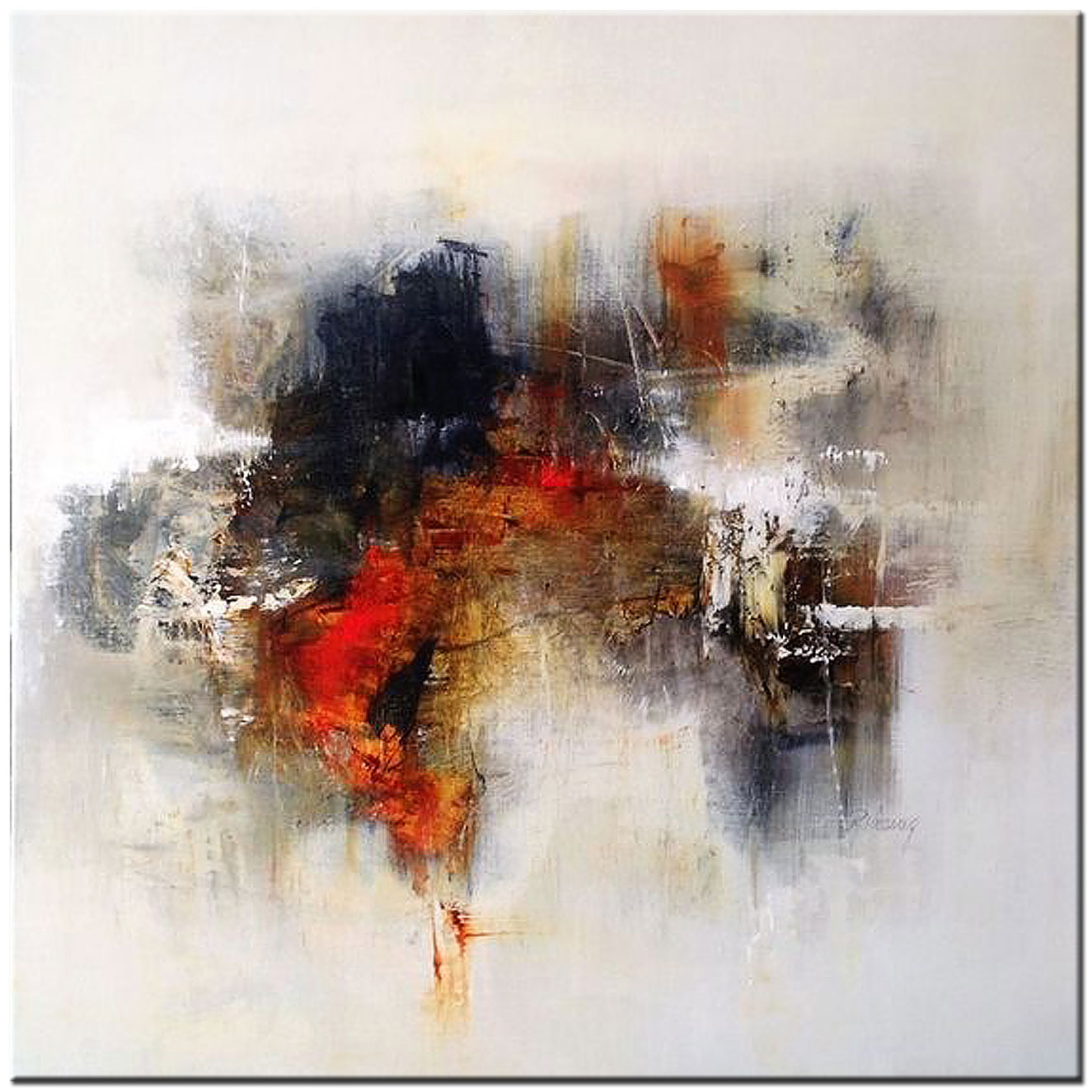 Abstract schilderij Vuur en Aarde 100x100cm