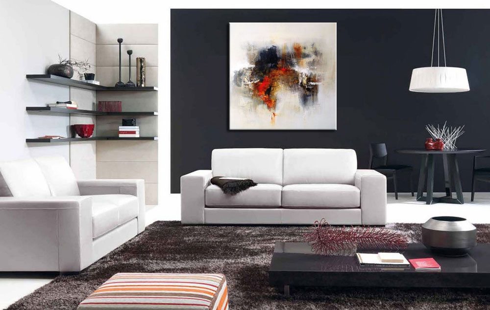 Abstract schilderij Vuur en Aarde 100x100cm - Afbeelding 2