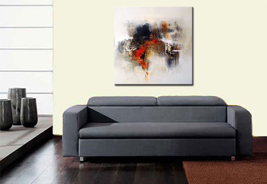 Abstract schilderij Vuur en Aarde 100x100cm - Afbeelding 4