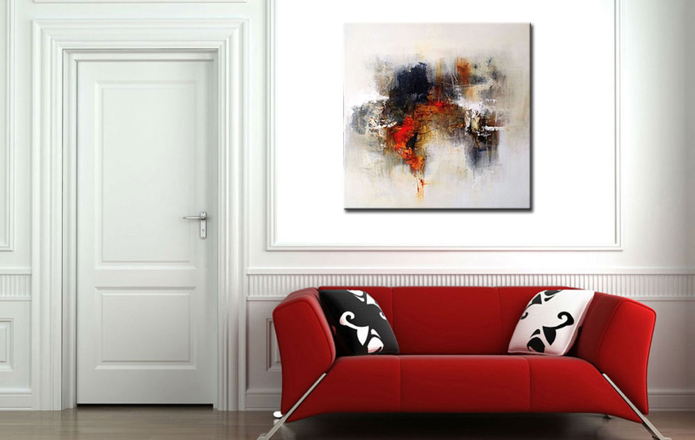 Abstract schilderij Vuur en Aarde 100x100cm - Afbeelding 3