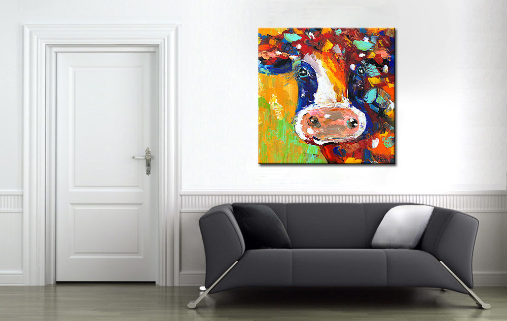 Koe modern vrolijk schilderij - Afbeelding 4
