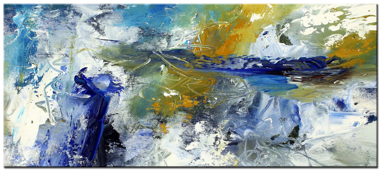 Abstract schilderij Kracht van Blauw 160x70cm