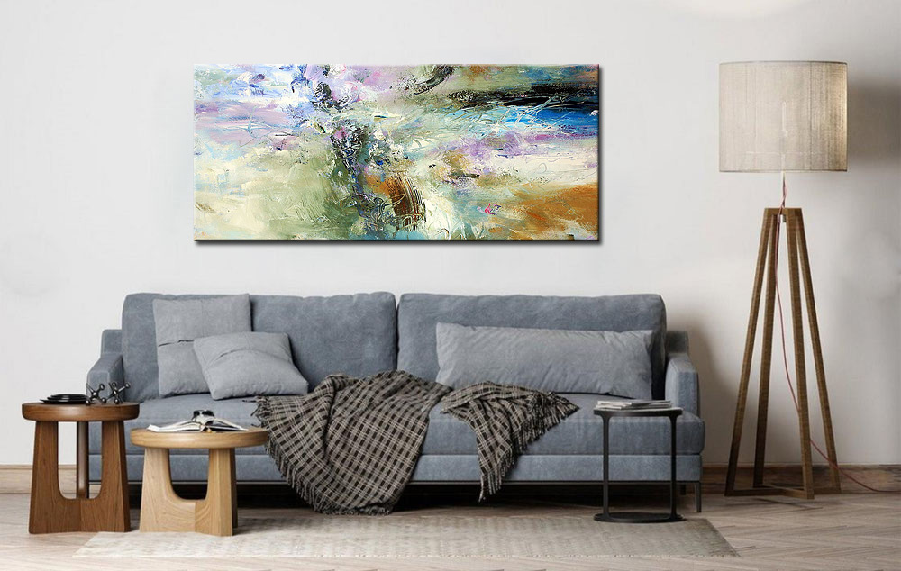 Abstract schilderij Lente in beweging 160x70cm - Afbeelding 4