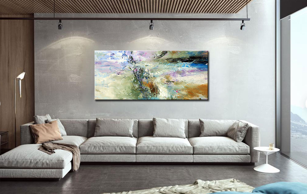 Abstract schilderij Lente in beweging 160x70cm - Afbeelding 3