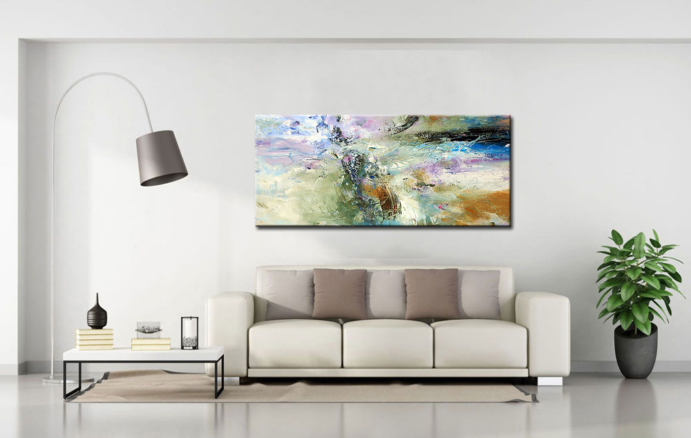 Abstract schilderij Lente in beweging 160x70cm - Afbeelding 2
