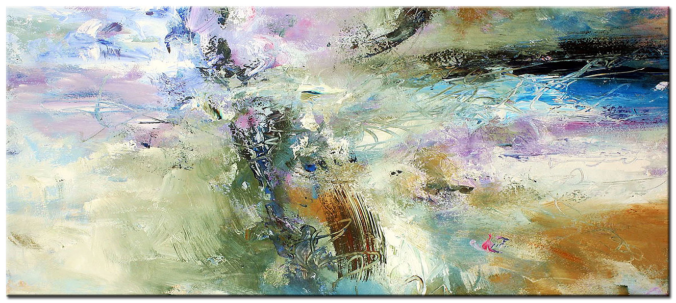 Abstract schilderij Lente in beweging 160x70cm