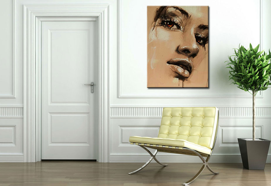 Dromerige Ogen dame modern schilderij 90x120cm - Afbeelding 2