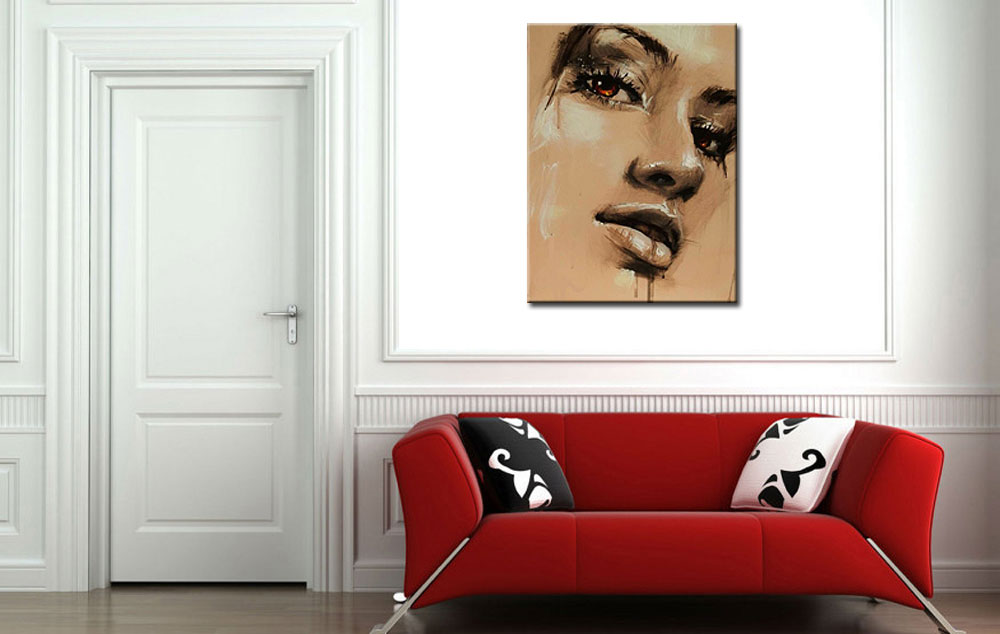 Dromerige Ogen dame modern schilderij 90x120cm - Afbeelding 4