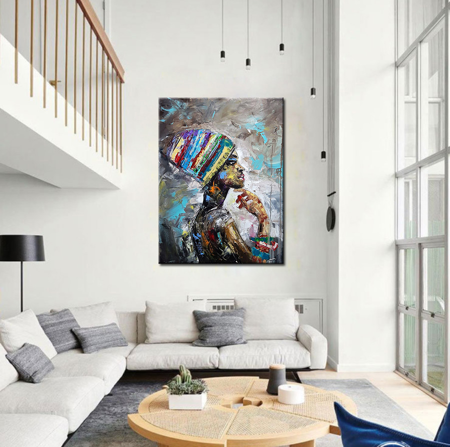 Vrouwen schilderij Kleurrijke Gedachte 90x120cm - Afbeelding 2