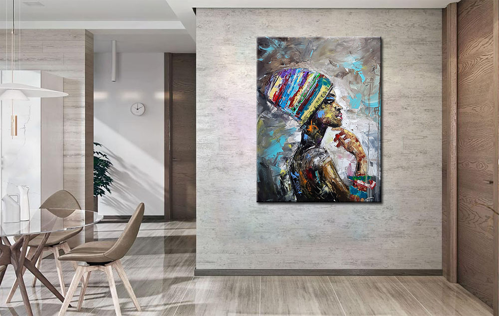 Vrouwen schilderij Kleurrijke Gedachte 90x120cm - Afbeelding 4