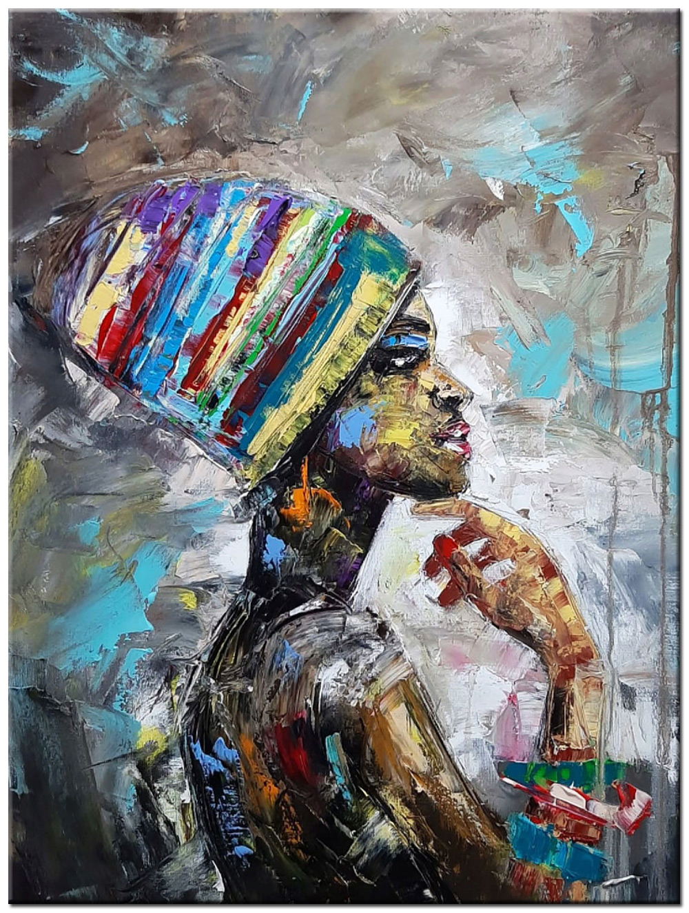 Vrouwen schilderij Kleurrijke Gedachte 90x120cm