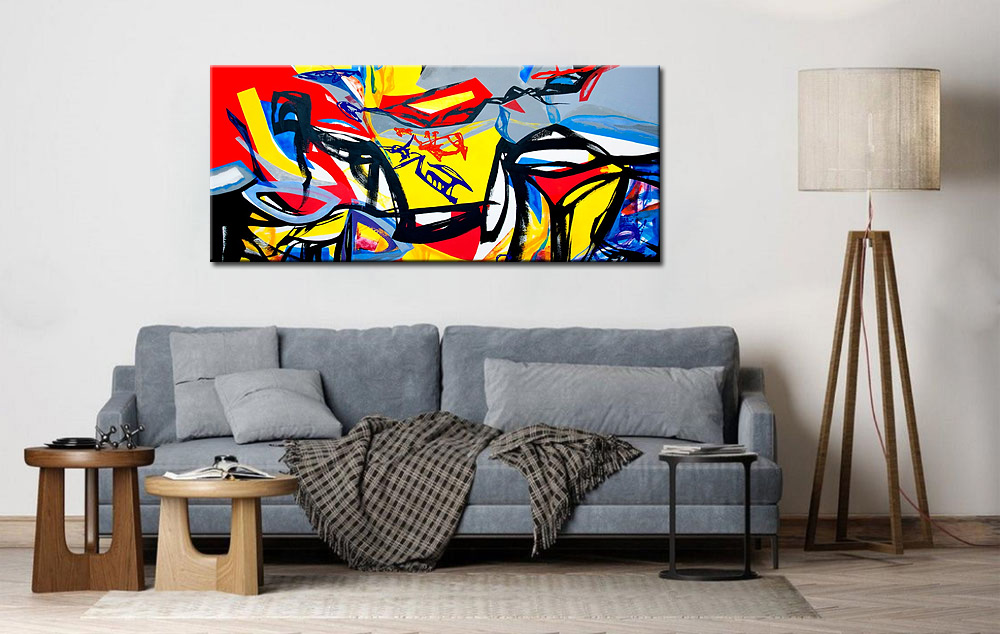 Abstract schilderij Expressie in Kleur 160x70cm - Afbeelding 3