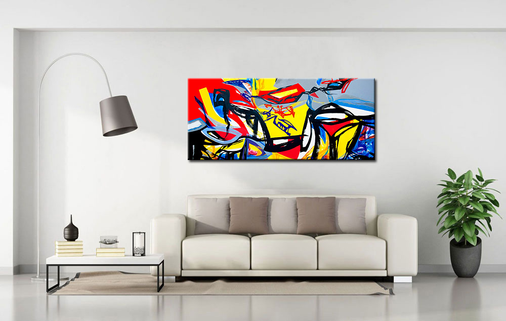 Abstract schilderij Expressie in Kleur 160x70cm - Afbeelding 2